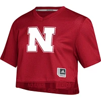 Women's adidas Scarlet Nebraska Huskers Primegreen V-Neck Cropped Jersey