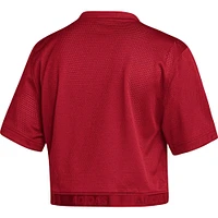 Women's adidas Scarlet Nebraska Huskers Primegreen V-Neck Cropped Jersey
