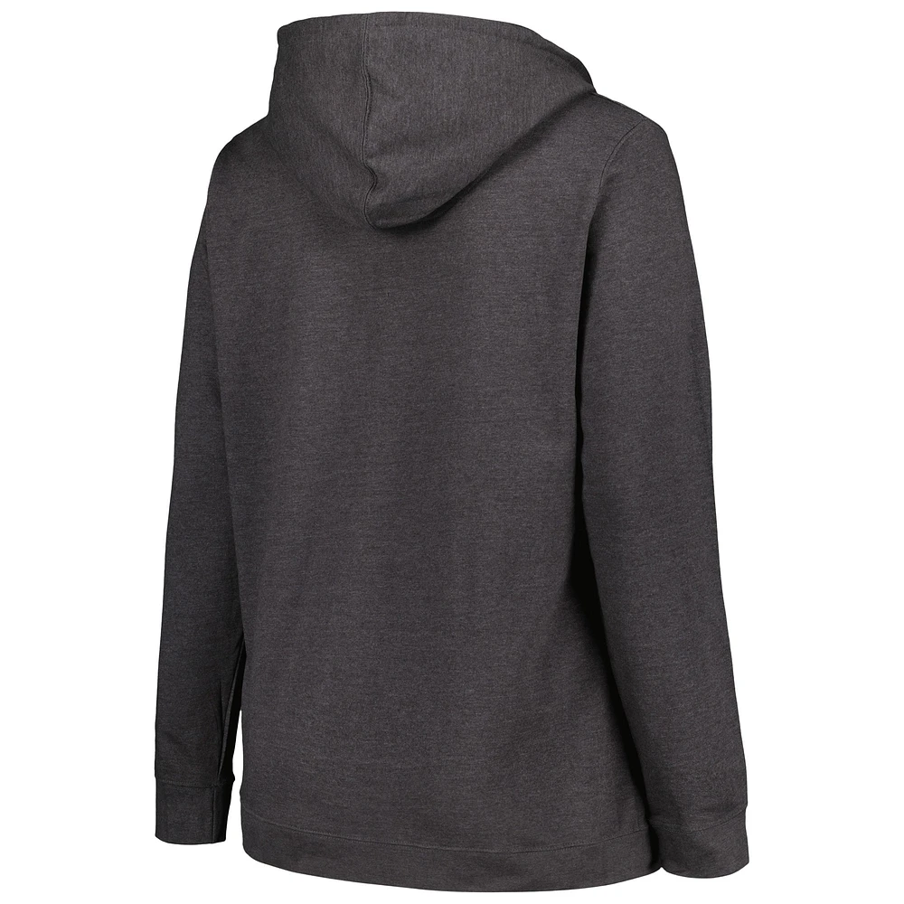 Women's Champion Heather Charcoal Nebraska Huskers Plus Heart & Soul Notch Neck Pullover