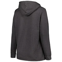 Women's Champion Heather Charcoal Nebraska Huskers Plus Heart & Soul Notch Neck Pullover
