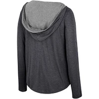 Women's Colosseum  Black Nebraska Huskers Distressed Heather Long Sleeve Hoodie T-Shirt