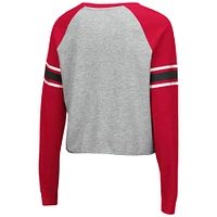 T-shirt à manches longues Colosseum gris chiné/écarlate pour femmes Nebraska Huskers Decoder Pin Raglan