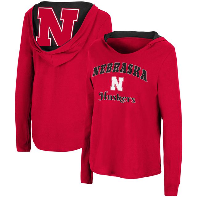 Colosseum Scarlet Nebraska Huskers Catalina Hoodie T-shirt à manches longues pour femmes