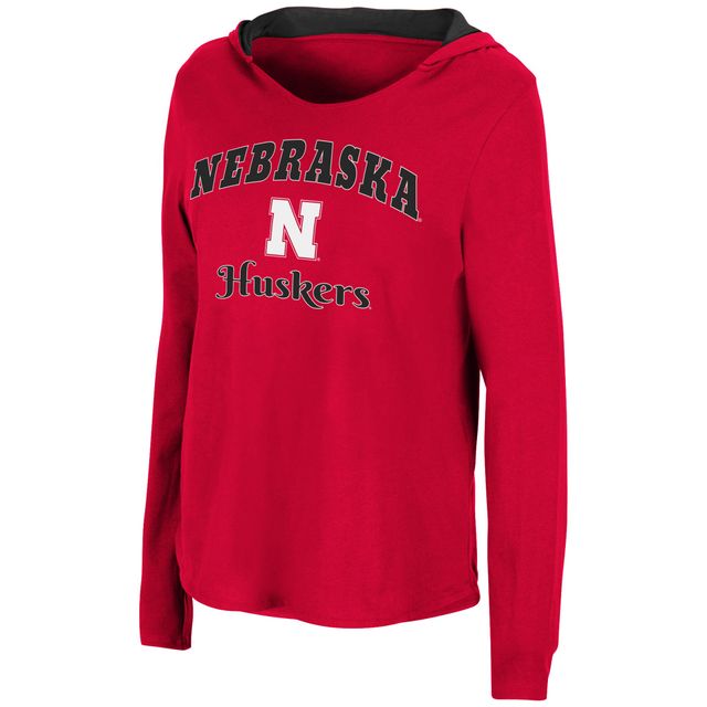 Colosseum Scarlet Nebraska Huskers Catalina Hoodie T-shirt à manches longues pour femmes