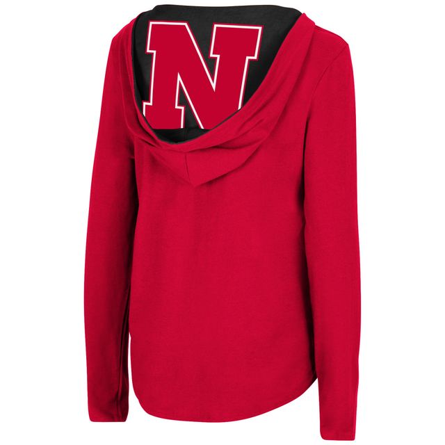 Colosseum Scarlet Nebraska Huskers Catalina Hoodie T-shirt à manches longues pour femmes