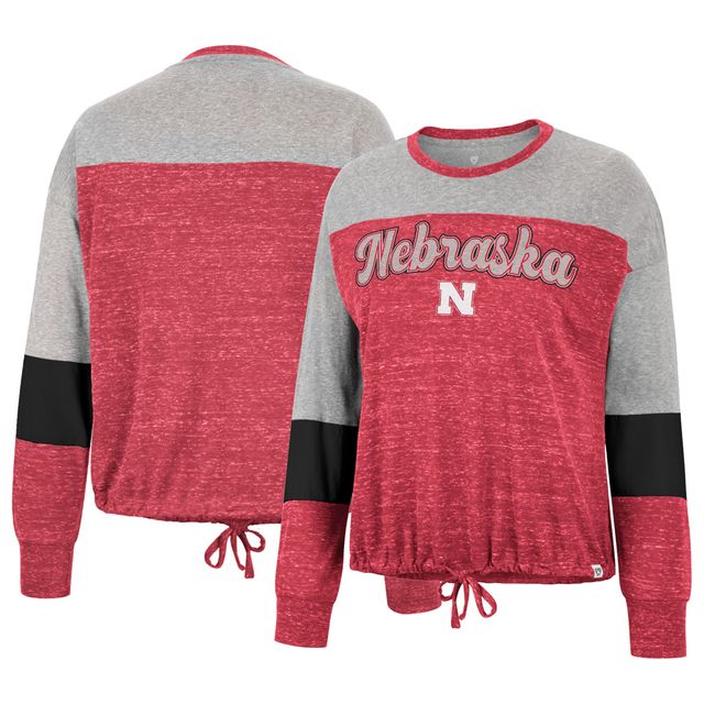 Colosseum Scarlet Nebraska Huskers Joanna Tie Front T-shirt à manches longues pour femme