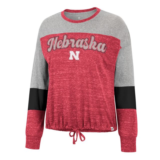 Colosseum Scarlet Nebraska Huskers Joanna Tie Front T-shirt à manches longues pour femme