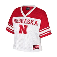 Women's Colosseum  White Nebraska Huskers Treasure Cropped Football Jersey