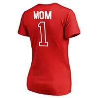 Women's Fanatics Scarlet Nebraska Huskers Number 1 Mom V-Neck T-Shirt