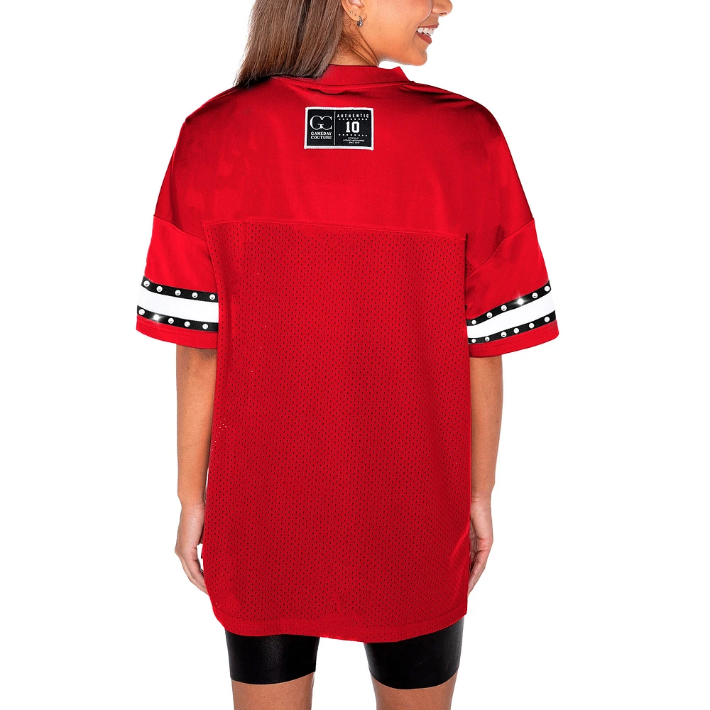 Women's Gameday Couture Red Nebraska Huskers Until Kickoff Rhinestone Fashion T-Shirt