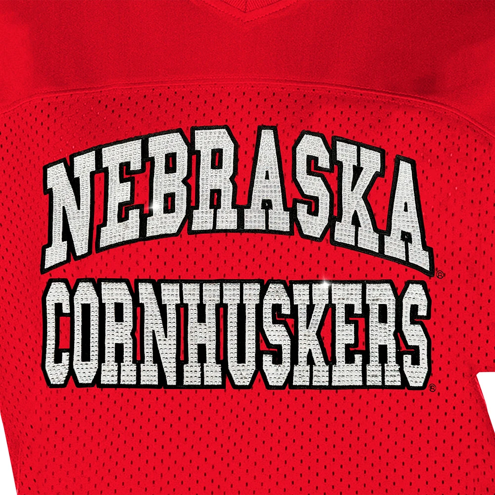 Women's Gameday Couture Red Nebraska Huskers Until Kickoff Rhinestone Fashion T-Shirt