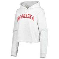 Women's League Collegiate Wear Ash Nebraska Huskers 2-Hit 1636 Cropped Pullover Hoodie