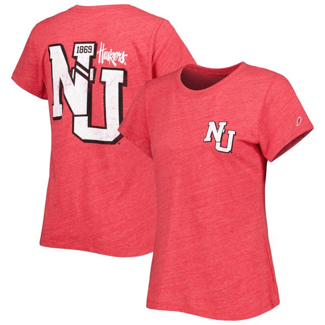 League Collegiate Wear pour femmes Heather Scarlet Nebraska Huskers Intramural Classic 2-Hit T-shirt triple mélange