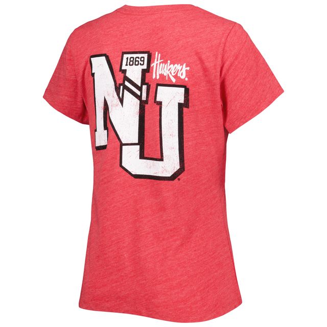 League Collegiate Wear pour femmes Heather Scarlet Nebraska Huskers Intramural Classic 2-Hit T-shirt triple mélange