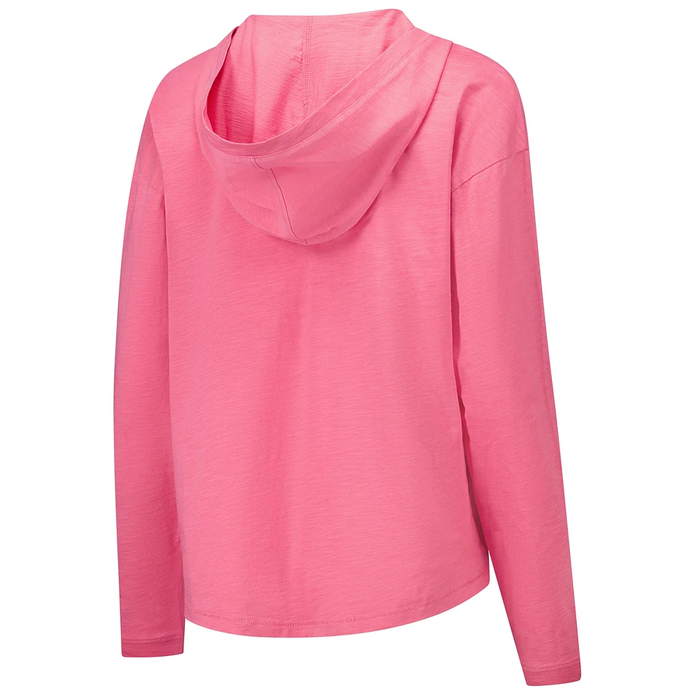 Women's League Collegiate Wear Pink Nebraska Huskers Slub Long Sleeve V-Neck Hoodie T-Shirt