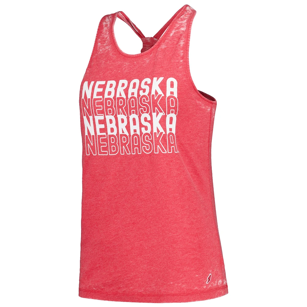 Women's League Collegiate Wear Scarlet Nebraska Huskers Stacked Name Racerback Tank Top