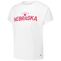 Women's League Collegiate Wear White Nebraska Huskers Slub Rolled Cuff T-Shirt