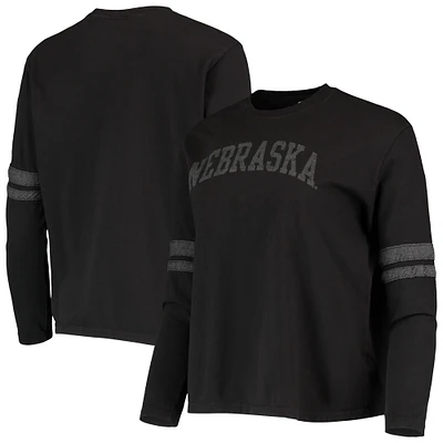 T-shirt à manches longues pour femme Original Retro Brand noir Nebraska Huskers Vault Vintage Stripe