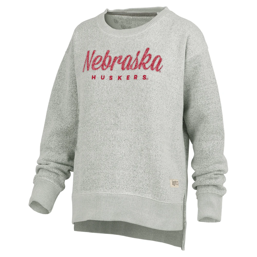 Women's Pressbox Heather Gray Nebraska Huskers Torrington Pullover Sweatshirt