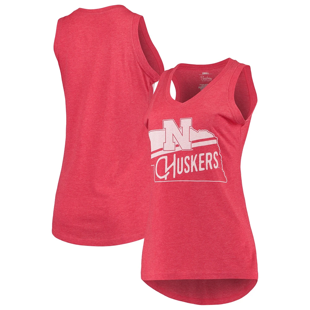Women's Pressbox Scarlet Nebraska Huskers Ferris Melange V-Neck Tank Top