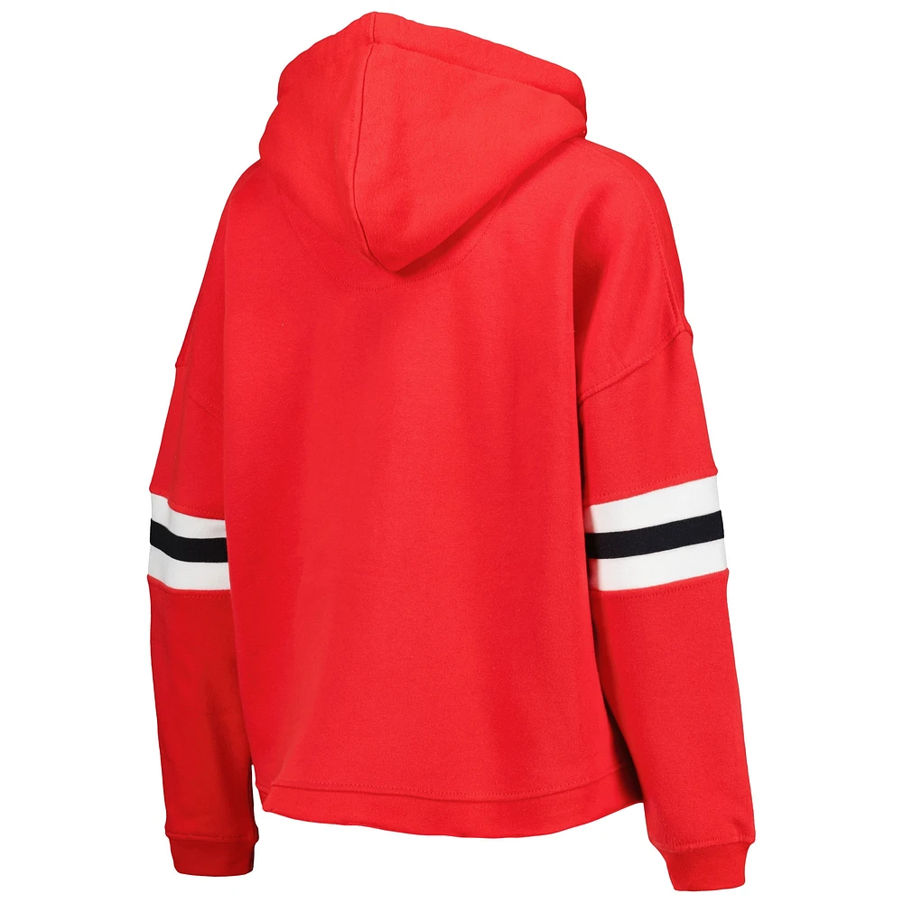 Women's Pressbox Scarlet Nebraska Huskers Super Pennant Pullover Hoodie