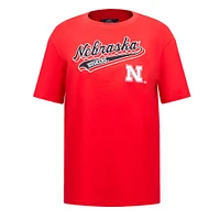 Women's Pro Standard Scarlet Nebraska Huskers Script Tail Oversized Boyfriend T-Shirt