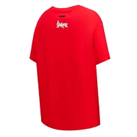 Women's Pro Standard Scarlet Nebraska Huskers Script Tail Oversized Boyfriend T-Shirt