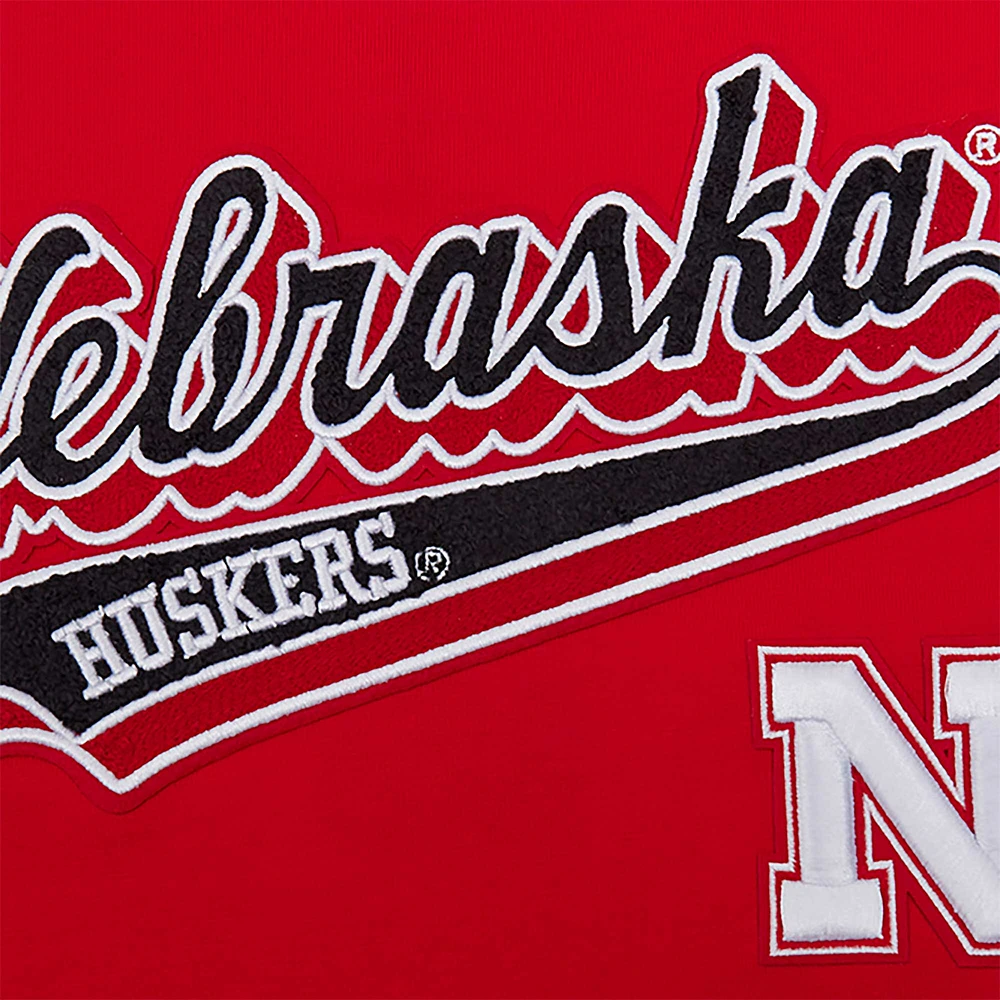 Women's Pro Standard Scarlet Nebraska Huskers Script Tail Oversized Boyfriend T-Shirt