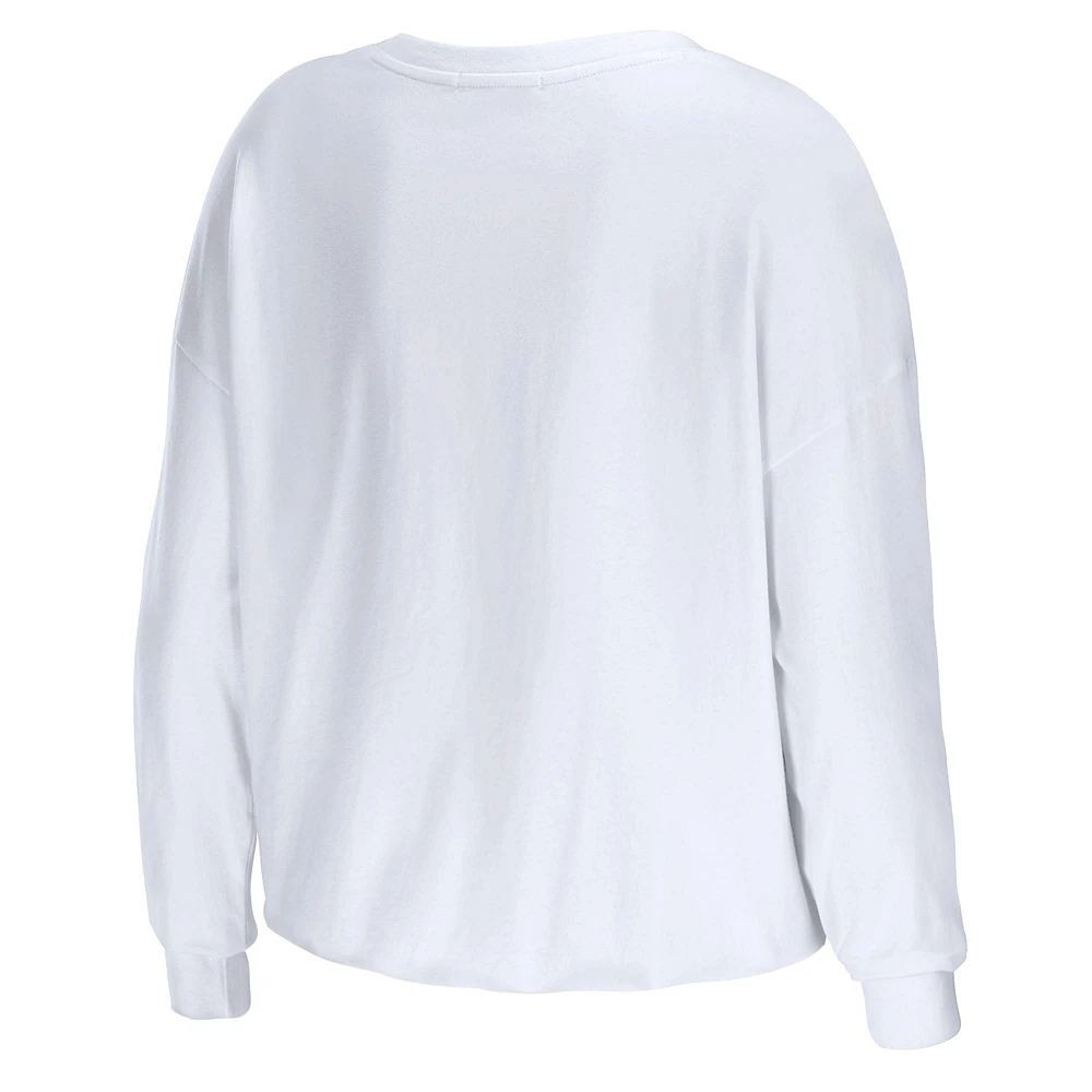 WEAR by Erin Andrews T-shirt court à manches longues blanc Nebraska Huskers Diamond pour femmes