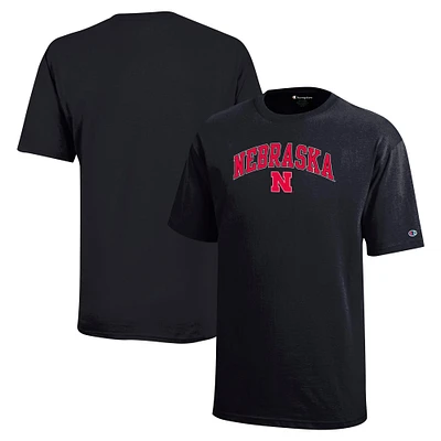 T-shirt noir Nebraska Huskers Arch Over Logo pour jeunes champions