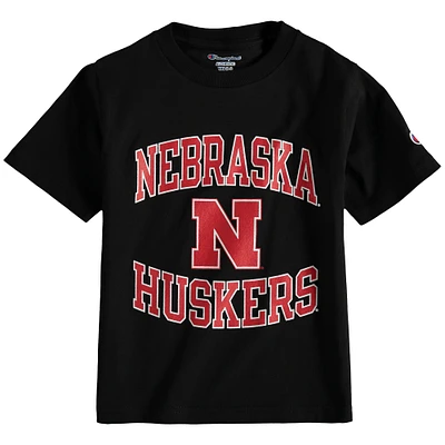 T-shirt Champion du Nebraska Huskers Circling Team noir pour jeune