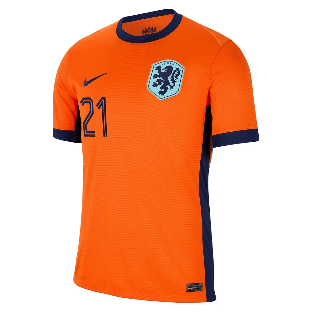 Men's Nike Frenkie de Jong Orange Netherlands National Team 2024 Home Replica Jersey