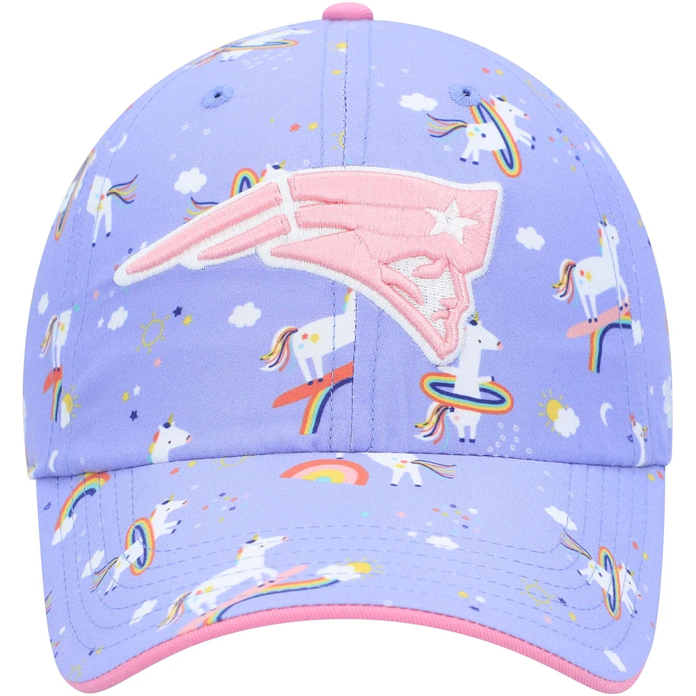 Girls Preschool '47 Purple New England Patriots Unicorn Clean Up Adjustable Hat