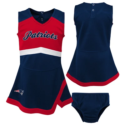 Filles préscolaire marine New England Patriots deux pièces Cheer Captain Jumper Dress avec Bloomer Set