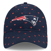 Girls Toddler Navy New England Patriots Hearts 9TWENTY Adjustable Hat