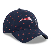 Girls Toddler Navy New England Patriots Hearts 9TWENTY Adjustable Hat