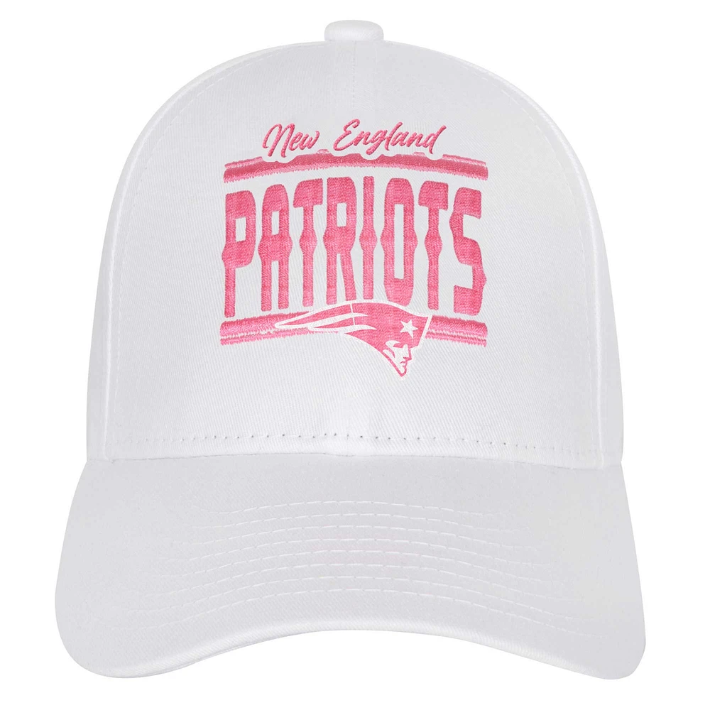 Girls Youth New England Patriots All White Structured Adjustable Hat