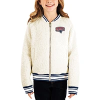 Girls Youth New Era Cream England Patriots Sherpa Full-Zip Raglan Sweatshirt