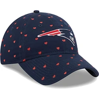 Girls Youth New Era  Navy New England Patriots Hearts 9TWENTY Adjustable Hat