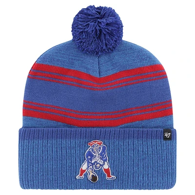 Bonnet en tricot à revers Fadeout '47 Royal New England Patriots pour hommes avec pompon