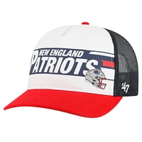 Men's '47 White/Red New England Patriots Stack Line Hitch Trucker Adjustable Hat