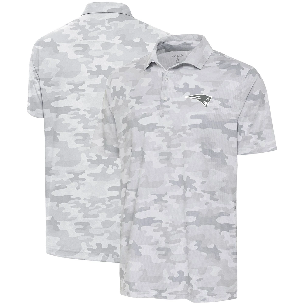 Polo Collide avec logo anthracite des New England Patriots d'Antigua blanc pour hommes