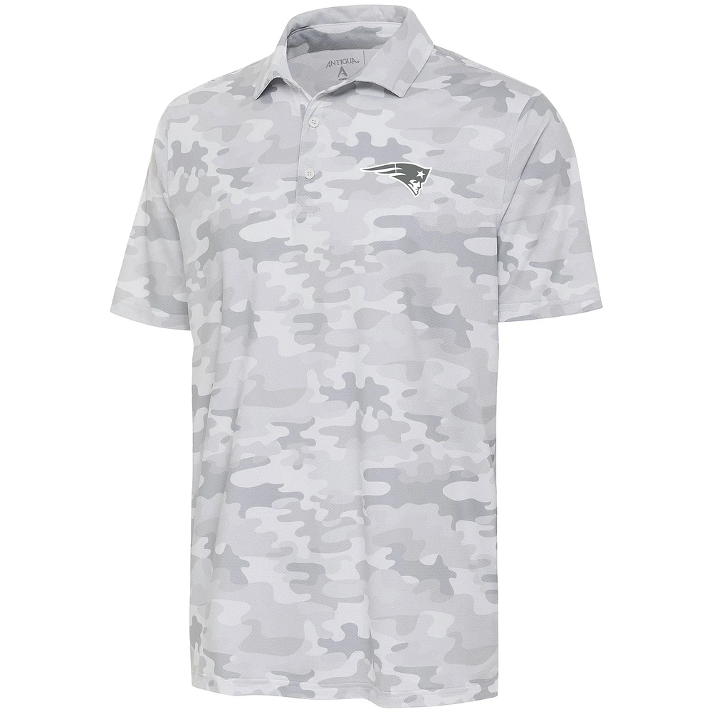 Polo Collide avec logo anthracite des New England Patriots d'Antigua blanc pour hommes