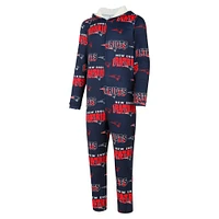 Men's Concepts Sport Navy New England Patriots Roadway All Over Microfleece Full-Zip Union Suit