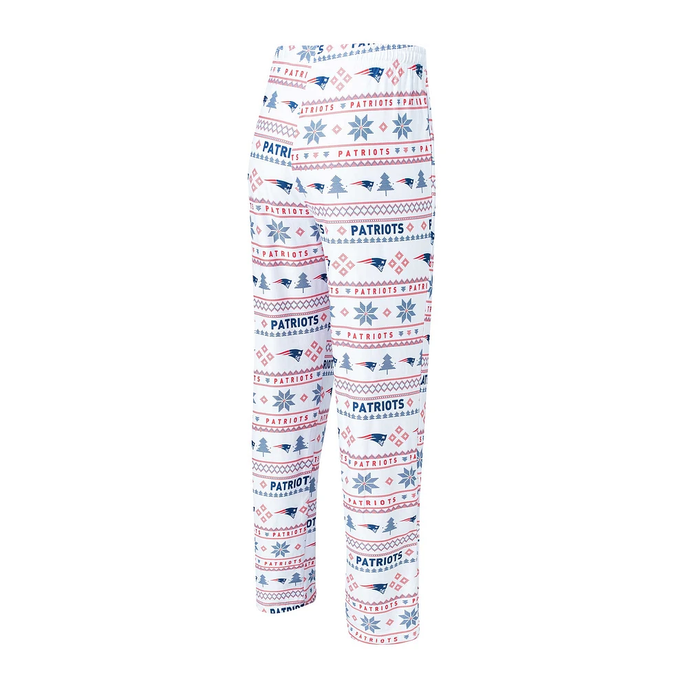 Men's Concepts Sport White/Navy New England Patriots Tinsel Raglan Long Sleeve T-Shirt & Pants Sleep Set