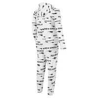 Men's Concepts Sport White New England Patriots Allover Print Docket Union Full-Zip Hooded Pajama Suit