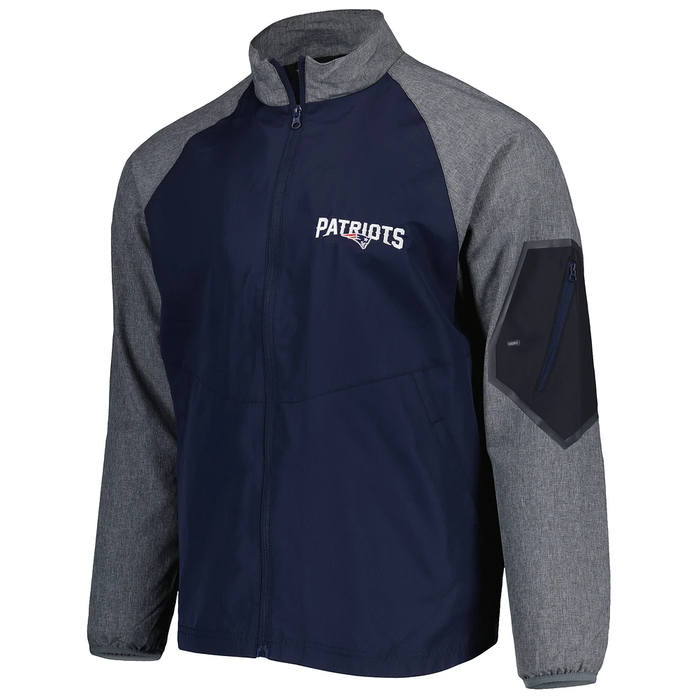 Men's Dunbrooke Navy New England Patriots Hurricane Raglan Full-Zip Windbreaker Jacket