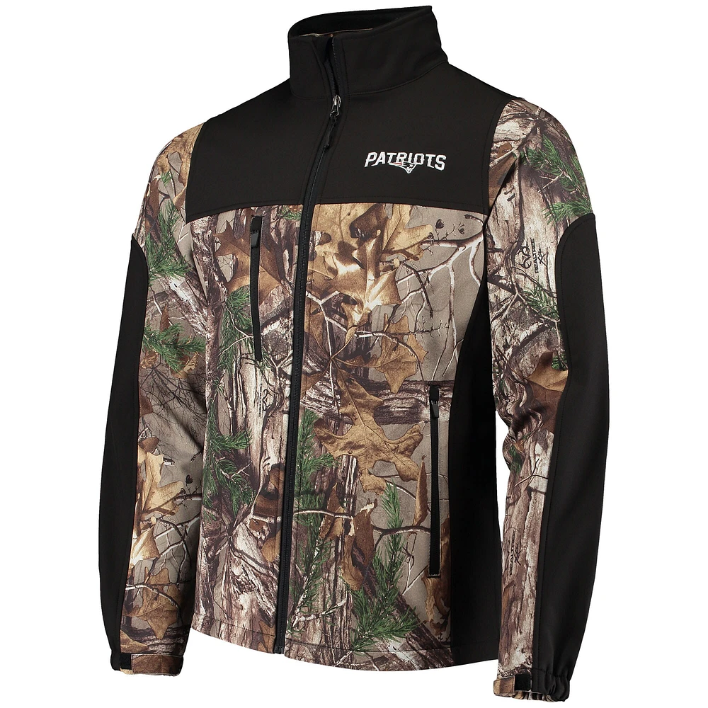 Men's Dunbrooke Realtree Camo/Black New England Patriots Circle Hunter Softshell Full-Zip Jacket