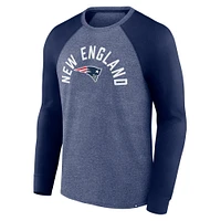 Men's Fanatics Heather Navy New England Patriots Arc Away Tri-Blend Long Sleeve T-Shirt