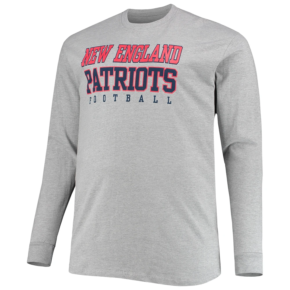 Men's Fanatics Heathered Gray New England Patriots Big & Tall Practice Long Sleeve T-Shirt